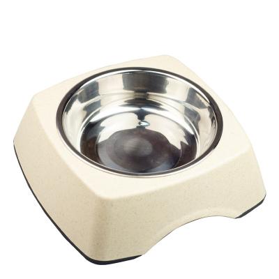 China Anti Falling Pet Bowl Stainless Steel Dog Bowl Dog Bowl Viable Fiber Color Convenient And Easy To Clean for sale