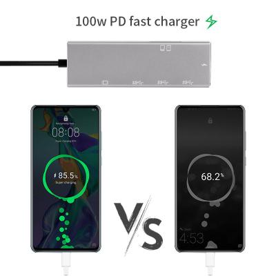 China Ethernet Function Hub Charger Dual Palladium Otg Hub Docking Station Mobile Desktop Usb C Multi Pluggable Sup Charger for sale