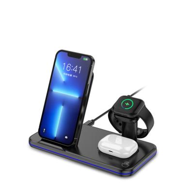 China Custom LED indicator brand logo Qi 10w fast charge 3 in 1 wireless charger for Samsung and Android phones for sale