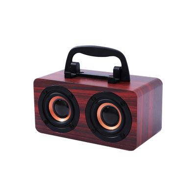 China New Blue-tooth Wireless Speaker Wooden Subwoofer Bass Portable Water Proof Microphone Portable Wooden Wireless Speaker Model for sale