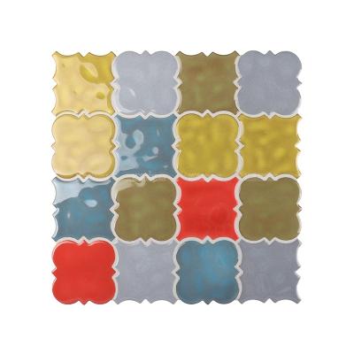 China Use-resisitant Handcrafted Colorful Arabesque Ceramic Mosaic Tile For Kitchen Backsplash Bathroom Wall Hotel Project for sale