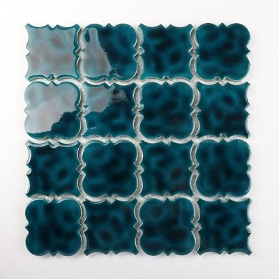 China Wear-resisitant Handmade Crack Porcelain Vintage Arabesque Mosaic Tile For Euro Home Backsplash Accent Wall Project for sale