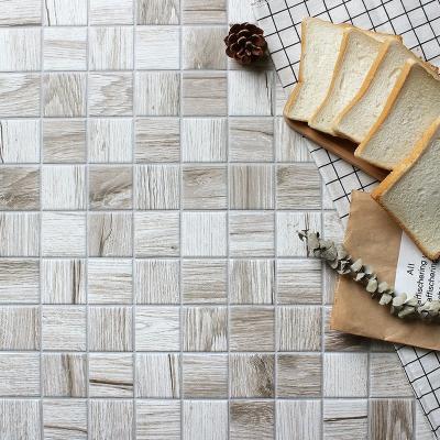 China 2 Inch Modern Square Porcelain Wall Flooring Slip-resistant Wood Mosaic Tile For Kitchen Bath Room Back Splash for sale