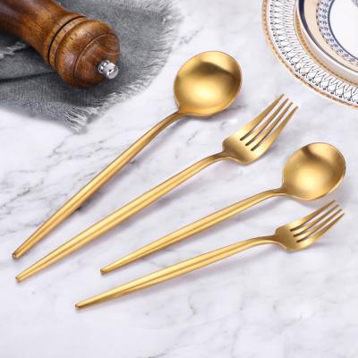 China 4 Pieces Disposable Spoon And Fork Covers Luxury Dinnerware Gold Plated Stainless Steel Dinnerware Wholesale Spoons And Forks for sale