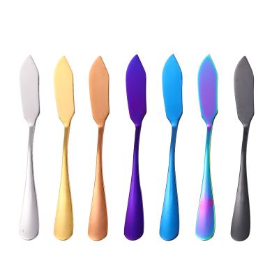 China Disposable Stainless Steel Butter Knife Spreader for Breakfast Butter Cheese and Condiments Processed Cheese Butter Spreader Knife for sale