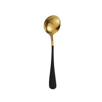 China Disposable Portable Reusable Spoon Rainbow Ice Cream Scoop Gold Dessert Scoop Set Cute Stainless Steel Cutlery for sale