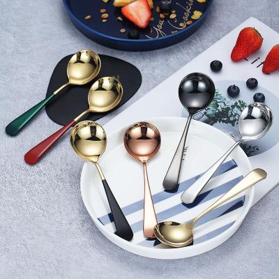 China Disposable Color Table Rose Korean Deep Gold Spoon Stainless Steel Wholesale for sale