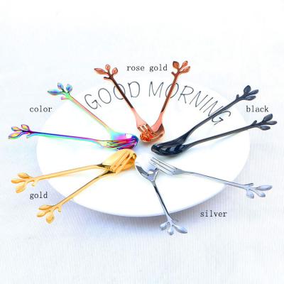 China Disposable Colorful Cake Fork Stainless Steel Cake Fork Spoon And Sheet Small Set for sale