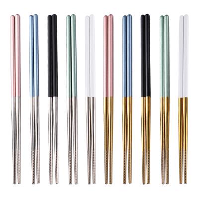 China Custom Disposable Stainless Steel Tableware Marked By High Quality Stainless Steel Metal Gold Chopsticks Chinese Manufacturer for sale