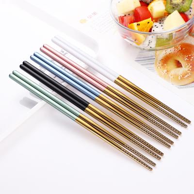 China Light Weight 304 Chopsticks Metal Chopsticks Disposable Non-Slip Reusable Multicolor Stainless Steel Tableware for sale