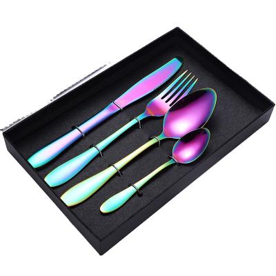 China Wholesale Disposable Spoon Knife Tableware Set With Gift Box Stainless Steel Tableware for sale