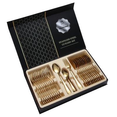 China Wholesale 36 PCS Disposable Rose Gold Disposable Kitchen Stainless Steel Tableware Copper Brass Dinnerware Set for sale