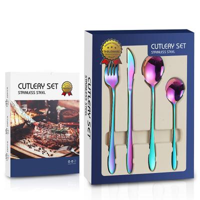 China 16PCS Disposable Stainless Steel Cutlery Set Stainless Steel Fork Knife Spoon Knife Gold Spray Paint Set Wedding Set for sale