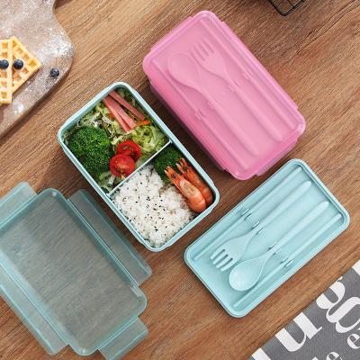 China Disposable Plastic Bento Boxes For Girls Lunch Bento Boxes For School Children Leak Proof Lunch Boxes With Cutlery for sale