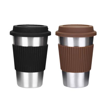 China Minimalist SUS304 Food Grade Silica Gel Pad Straw Coffee Mug Heat Insulation Stainless Steel Bottle for sale