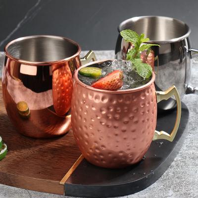 China 18oz Cocktail Beer Cup Moscow Mule Copper Cup Minimalist Reusable Stainless Steel Glass Cutlery for sale