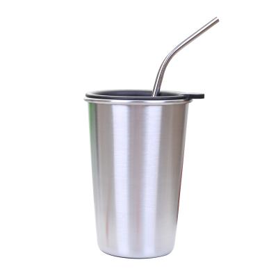 China Minimalist Coffee Mug With Lid Stainless Steel Straw Beer Mug Custom-branded Stainless Steel Mug for sale