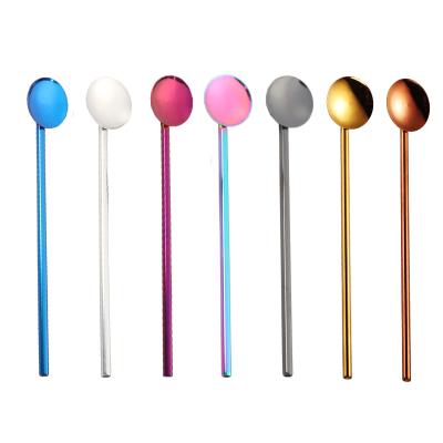 China Wholesale Reusable Stainless Steel Color Metal Drinking Water Straw Scoop 304 Stainless Steel Straw Scoop for sale