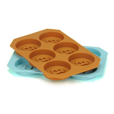 China Sustainable 6 grid decorative food grade silicone ice tray jelly ice cube mold for sale