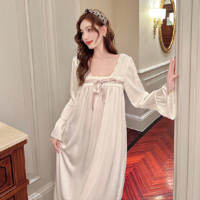 China New design long satin pajamas honeymoon sleepwear QUICK DRY pj baju baju silk tidur set nightgowns for women for sale