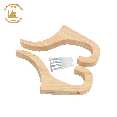 China Factory Direct Viable Rustic Wooden Coat Hook Rubber Wood Hook Customized Design For Hanging for sale