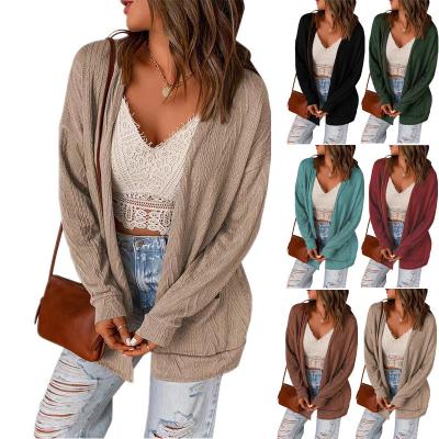 China 2022 Autumn New European and American Winter Women's Anti-wrinkle Loose Wool Quilting Sweater Knitted Cardigan Long Sleeve for sale