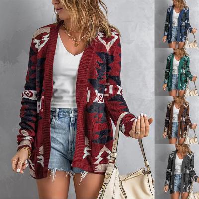 China 2022 European Fall/Winter Anti-wrinkle Women's Halloween Sweater Loose Christmas Printed Cardigan for sale