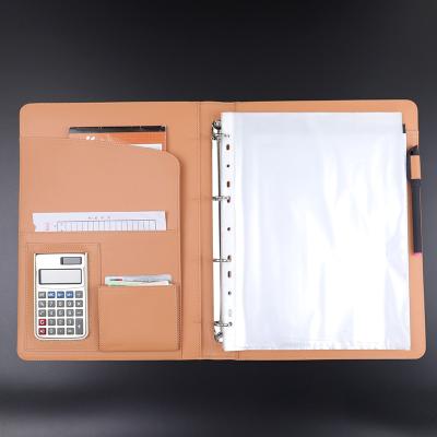 China Holding Documents 2022 Style Customized Custom Leather Cases Custom Logo File A4 Size File Folders Documents Storage Bag Folder PU Cover for sale