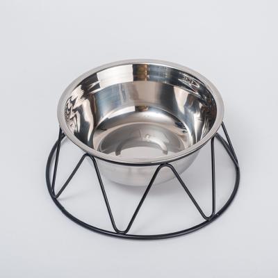 China High Quality Sustainable Detachable Removable Slanted Metal Pet Food Plastic Bowl On A Rack for sale