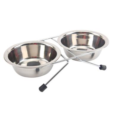 China Double Size Sustainable Cheap Adjustable Pet Food Bowl On A Rack for sale