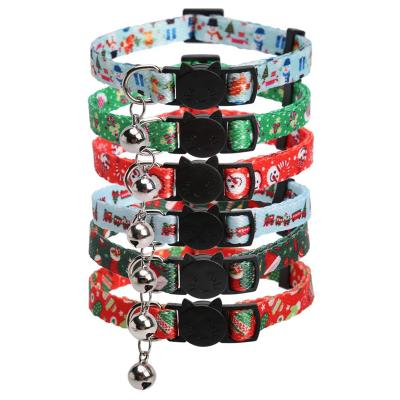 China Thoughtful Adjustable Loose Cat Collars With Bell Christmas Pet Collars for sale