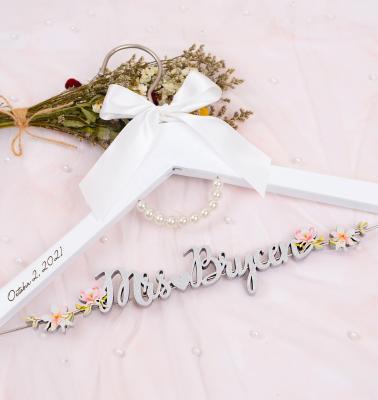 China Custom made wedding dress hanger with bride name and date, bridal hanger, bridal shower gift for bride or groom for sale