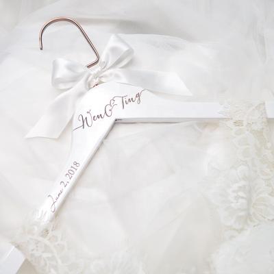 China Custom wedding dress hanger personalized engraved with name and date for bride and groom, bridesmaid hanger for sale