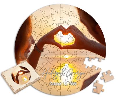 China DIY TOY Round Shape Custom Photo Jigsaw Puzzles with Custom Picture 2MM Thick, Wooden Adult Puzzle, Photo Gifts for sale