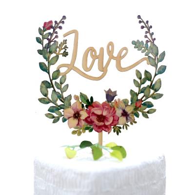 China Colorful flowers printed floral wedding cake topper, cake decoration for wedding, floral wedding decoration for sale