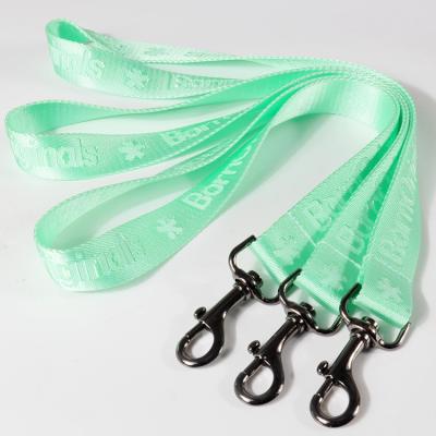 China Green Color Promotional High Quality Nylon Webbing Gift Custom Debossed Lanyard for sale