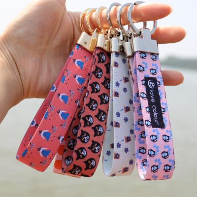 China Cheap Custom Bulk Wrist Strap Sublimation Printing Strap Key Chain Short Lanyard Eco-friendly Polyester With Design Logo for sale