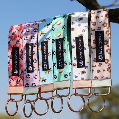 China Lovecolour New Design Cheap Eco-friendly Key Chain Strap Custom Fully Your Own Colors Size Printing Elastic Short Key Chain Lanyard for sale