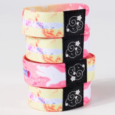 China High Quality Polyester Fabric Custom Logo Elastic Event Wristband Elastic Custom Wristband For Activity for sale