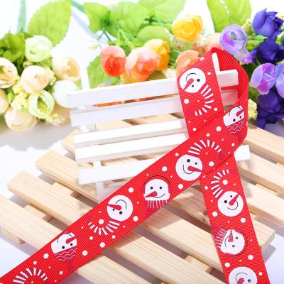 China Wholesale Popular Custom Recyled Logo Printing Cartoon Gift Wrapping Grosgrain Christmas Ornaments Red Ribbon for sale