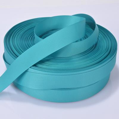 China Factory Direct Custom Polyester Fabric Bright Blue Double Face Grosgrain Ribbon Strap for sale