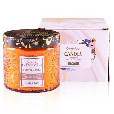 Chine New Type Top Sale Custom Scented Glass Candle in Orange Candle Glass Jar à vendre