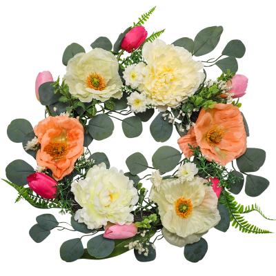 China High End Hot Sale Wedding Home Decorative Door Wreath Artificial Flower Lavender Rose Peony Wreath for sale