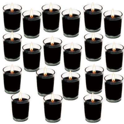 China Set of 20pcs Unscented Black Soy Wax Candle for Wedding Birthday Holiday Home Decoration,Candle Glass,Scented Glass Candle for sale