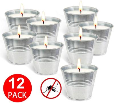 China New design High Quality Soy Wax Paraffin Wax Mosquito Repellent Bucket Outdoor Citronella Candle Set Of 12 for sale