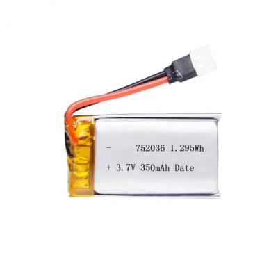 China Consumer electronics factory price 20C 350mah 400mah lithium polymer 3.7v lipo 752035 rechargeable 752036 battery for sale