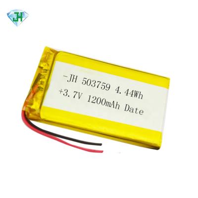 China toys polymer lithium battery rechargeable battery 3.7V 503759 1200mah Li ion battery for GPS, mobile office equipment for sale