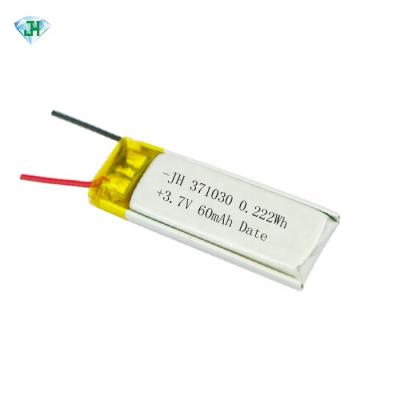 China Rechargeable toys lithium polymer battery 3.7v 60mah Li-polymer battery for mini MP3 MP4 371030 for sale