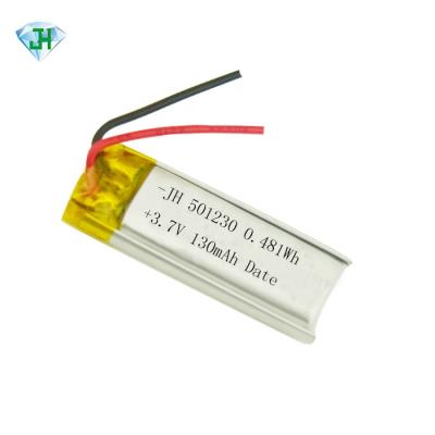 China Toys low price 130mah lithium polymer battery 3.7v lipo 501230 battery for consumer electronics for sale