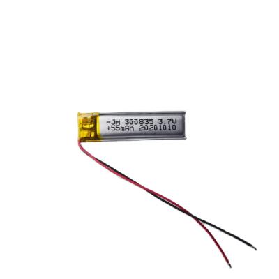 China Square consumer electronics 3.7v 55mah lipo 300830 lithium polymer rechargeable battery with JST connector for consumer electronics for sale